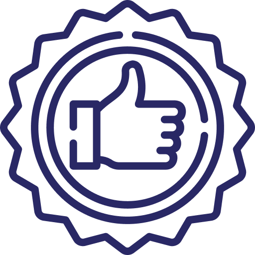 a blue and purple thumb up sign
