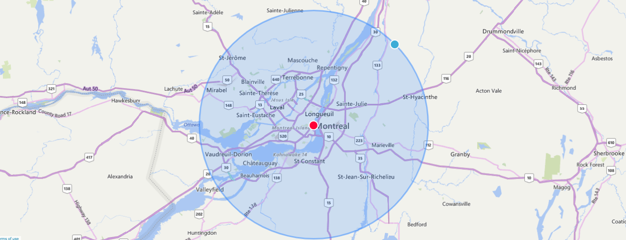 a map with a circle in the middle